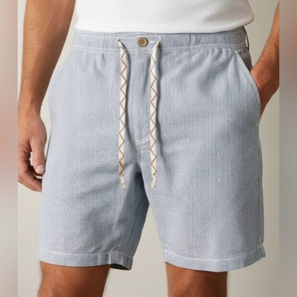 Faherty Other - Faherty Linen Beach Shorts Size 32 & 8” Inseam Blue White Stripe 💎EUC Retail $98